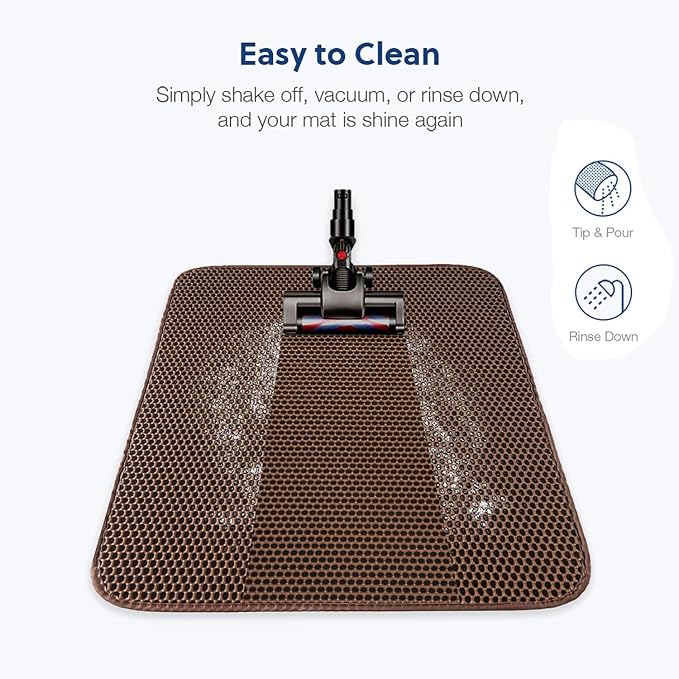 Cat Litter Mat, Kitty Litter Trapping Mat, Honeycomb Double Layer Mats, No Phthalate, Urine Waterproof, Easy Clean, Scatter Control, Catcher Litter Tray Box Rug Carpet - Image 5
