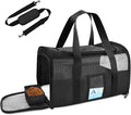 Refrze Pet Carrier Airline Approved, Cat Carriers for Medium Cats Small Cats, Soft Dog Carriers for Small Dogs, TSA Approved Pet Carrier for Cat Dog of 15 Lbs, Puppy Carrier,Black by Refrze