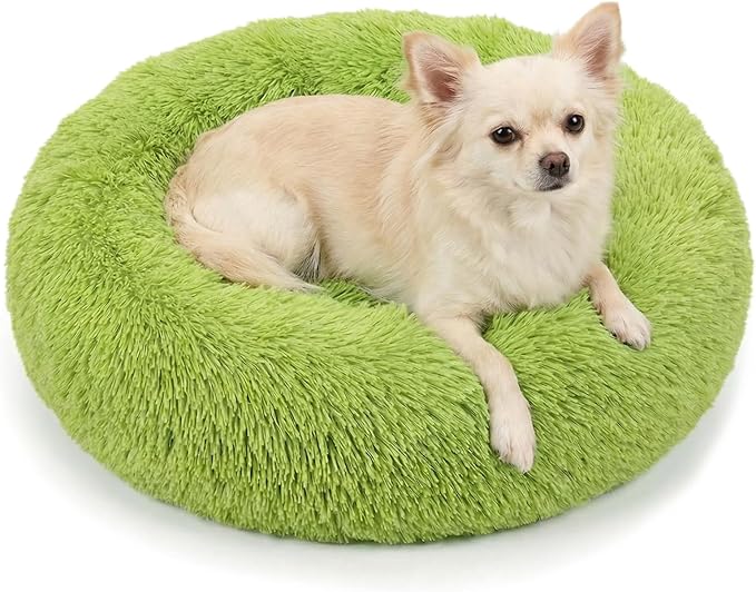 nononfish Calming Donut Dog Bed,Soft Plush Pet Bed for Small Dogs | Soft calming donut bed with plush comfort and raised edge support. by nononfish