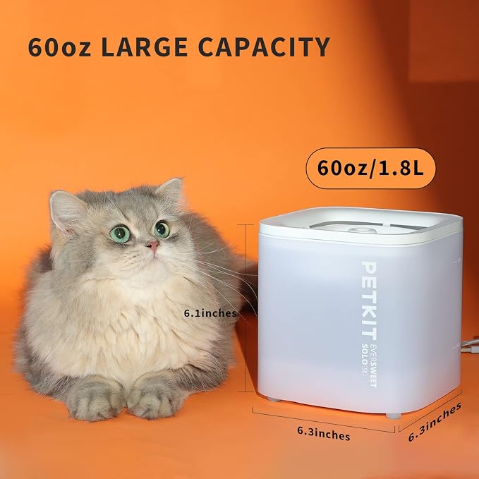 PETKIT Eversweet Solo SE Cat Water Fountain 65oz/1.85L Wireless Pump | Ultra Quiet Pet Water Fountain for Cats and Dogs Inside, Detachable Design Easy to Clean and Assemble, Filters Included - Image 7