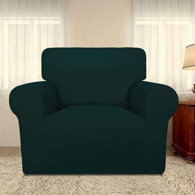 PureFit Super Stretch Chair Covers Fleece Couch Covers for Sofa Deep Teal | 1-Piece Spandex Couch Cover Soft Couch Protector, Sofa Cover Washable with Non Skid Foam and Elastic Bottom for Kids, Dogs - Image 2