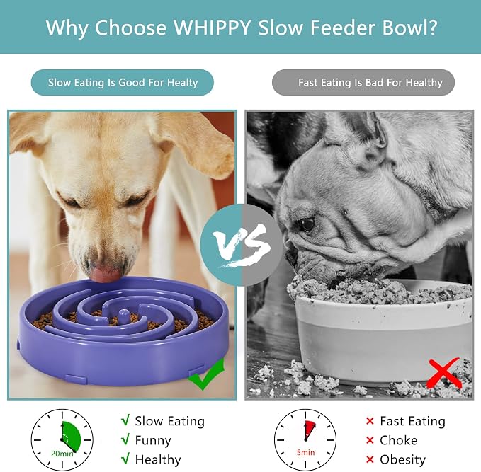 Slow Feeder Large Dog Bowls for Large Medium Dog Non Slip Maze Puzzle Bowl Pet Slower Food Feeding Dishes Interactive Bloat Stop Dog Bowl Preventing Choking Healthy Dog Bowl, Lavender - Image 5