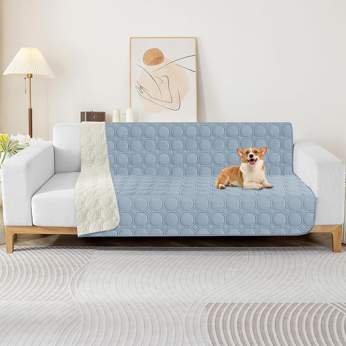 ZNSAYOTX Ultimate Cozy Blankets (52"x82") 100% Waterproof Bed Mat Blanket for Dog Pets, Couch Sofa Protector with Non-Slip Back Washable Durable, Pee Scratch Proof Easy to Clean (Grey Blue) - Image 2