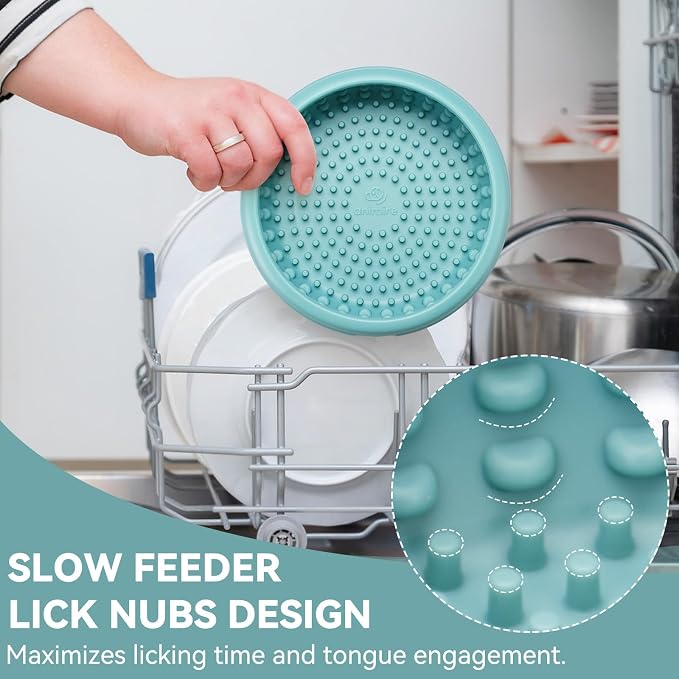 Dog Lick Bowl, Animire Freeze Lick Mat for Dogs, Non-Slip Slow Feeder Licking Bowl Enrichment Treat for Distraction Anxiety Relief, Food Grade Silicone, Dishwasher Safe(Teal,S) - Image 7