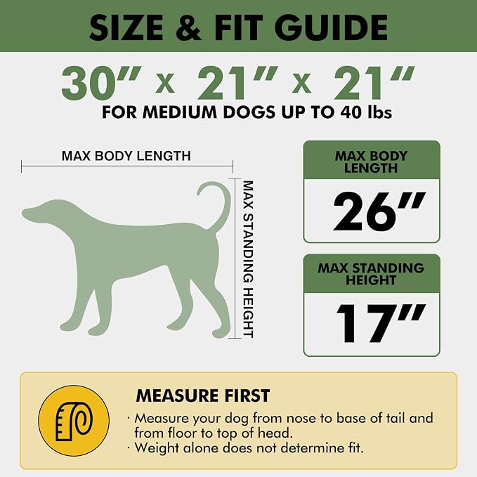 Veraste 30" Soft Collapsible Travel Dog Crate for Medium Dogs,Green | 4-Door Foldable Travel Crate,breathable mesh, foldable with storage bag - Image 2