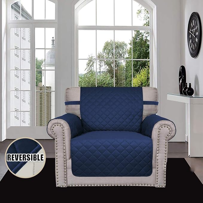 Easy-Going Reversible Couch Cover, Small Chair, Navy/Ivory | Machine Washable Slipcover For Dogs, Water Resistant Furniture Mat For Living Room, Non-Slip Sofa Cover, Pet Friendly - Image 2