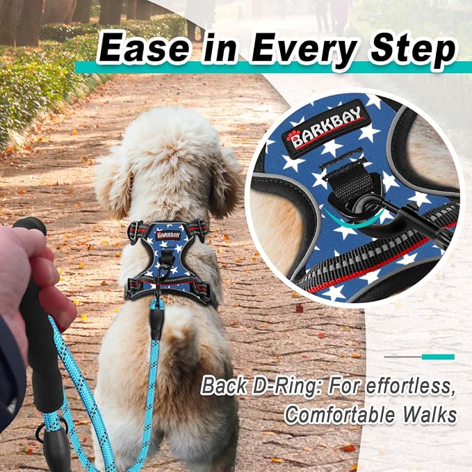 BARKBAY Dog Harness for Small Sized Dog No Pull 2 Leash Clips Dog Vest | Control Handle,Comfort,Heavy Duty,Adjustable Reflective,Perfect for Outdoor Training, Walking,Hiking(XS,Star) - Image 3