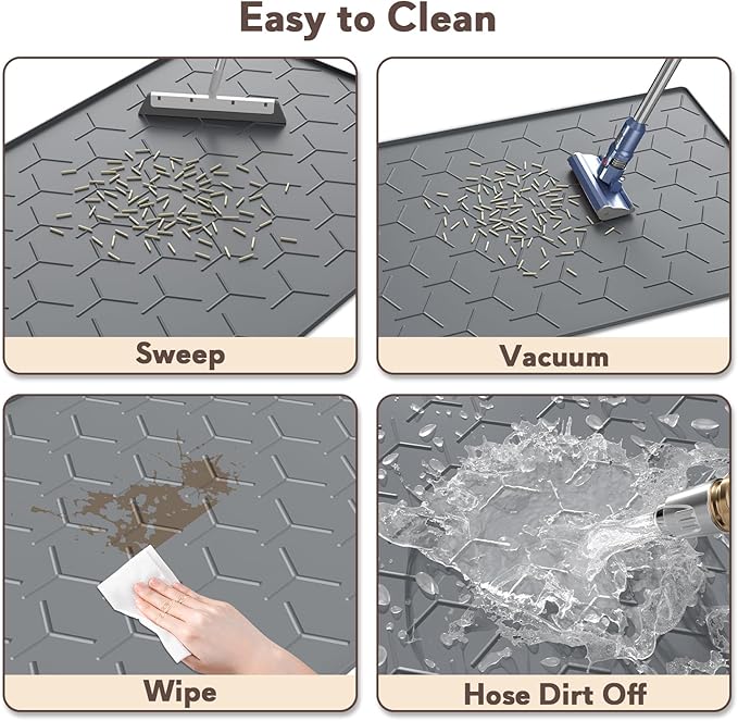 Garoopion Silicone Cat Litter Mat Large 40" X 28", Easy to Clean, Dark Gray | Large Size Waterproof Silicone Mat with Raised Edges, Catch Litter, Protect Floor from Urine, Multi-Use for Dog/Sink/Kitchen - Image 4