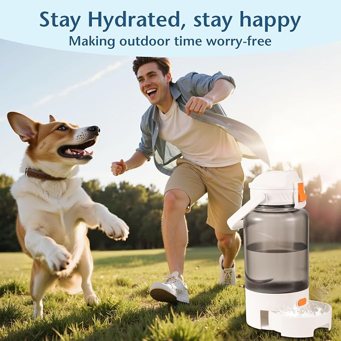 50oz Outdoor Dog Water Bottle - Leakproof Pet & Human Water Dispenser with Handle, Portable for Travel, Hiking, Camping, Beach - Must-Have BPA-Free Gear for Active Dogs (White) - Image 7