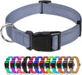 TagME Large Dog Collar, Reflective Nylon Collar, Grey, 1.25" Width | Soft Nylon Dog Collar With Reflective Stitching for Night Walks, Adjustable Fit, Quick-Release Buckle for Easy On & Off by TagME