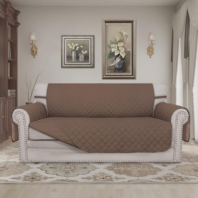 Easy-Going Reversible Couch Cover, 2 Cushion Sofa, Brown/Brown | Oversized Loveseat Slipcover For Dogs, Water Resistant Mat, Living Room, Non-Slip Sofa Cover, Pet Friendly - Image 2
