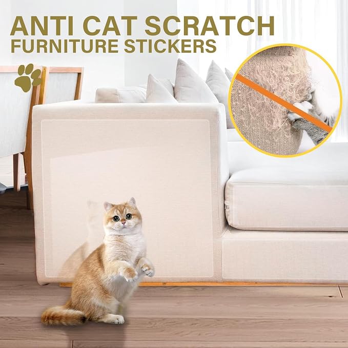 yongjoy Cat Scratch Furniture Protector, 158" x 11.8" Clear Tape | 0.12mm thick vinyl, flexible design, customizable size, residue-free removal, suitable for fabric furniture - Image 4