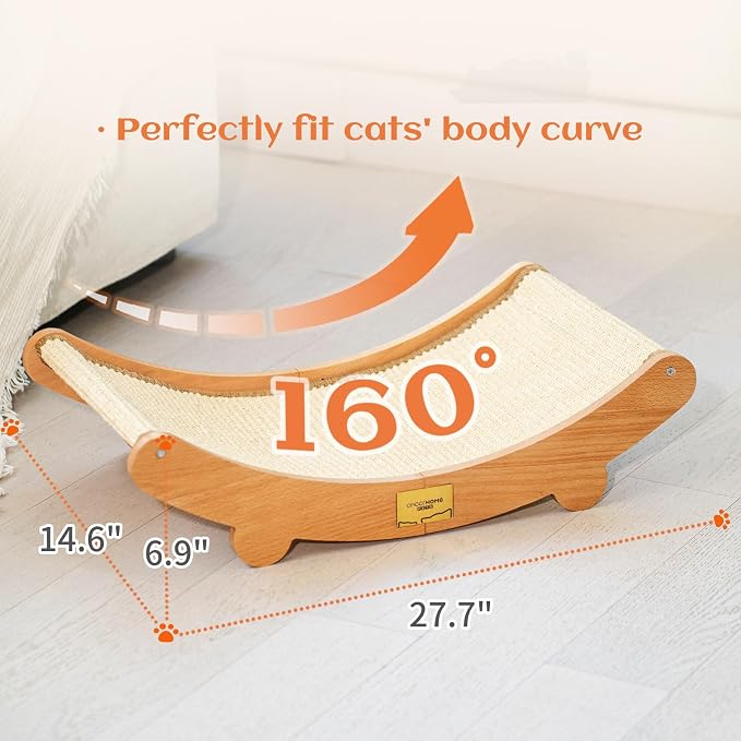 Sisal Cat Scratcher Bed, Wooden Cat Furniture(Extra Large) | Cat Hammock For Scratching Pad And Lounge. Natural Sisal Scratch Post. Space-Saving Cat Chair Design. Indoor Multi-Cat Home - Image 3