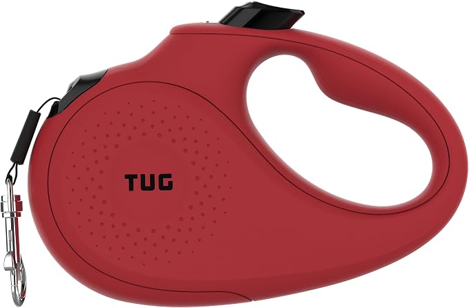 TUG Monochrome 360° Tangle-Free Retractable Dog Leash | 16 ft Strong Nylon Tape (Medium, Red) by TUG