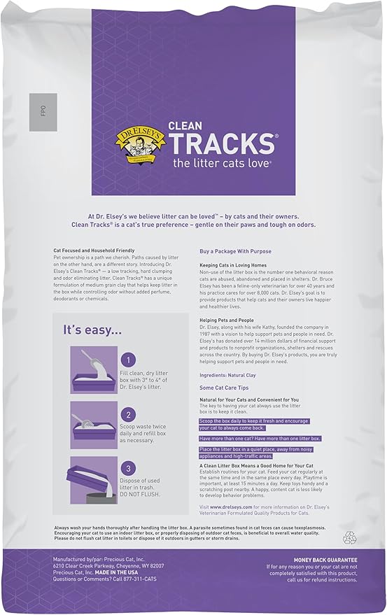 Dr. Elsey's Clean Tracks Clumping Clay Cat Litter 18 lb. Bag - Image 2
