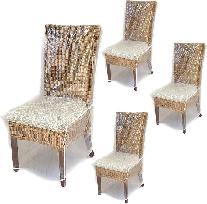 Evelots 4-Pack Clear PVC Dining Chair Covers, Spill-Resistant Protectors | Heavy-duty clear vinyl helps protect kitchen chairs from dust, spills, pet hair and claws; wipes clean with a damp cloth. by Evelots