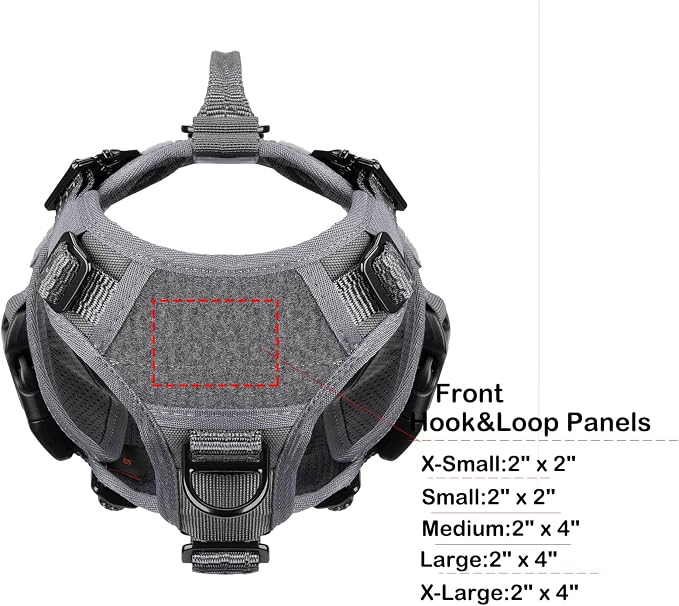 ICEFANG No Pull Tactical Dog Harness for X-Small Dogs,Adjustable Dog Vest | Control Handle,MOLLE Panel,Front Hook,3 Leash Clips,Soft Padded,for walking training,Grey,X-Small - Image 4