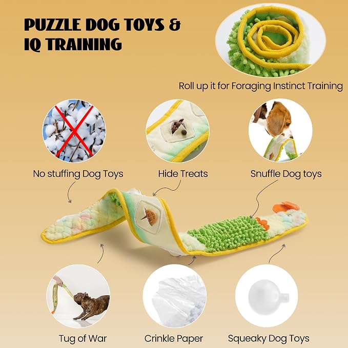 Nocciola EEL Squeaky Dog Toy, Tough No Stuffing Toy for Tug of War, Puppy Interactive Puzzle Fun to Keep Them Busy, Cognitive Crinkle Dog Toy for Large Medium Small Breed, Blue&Yellow - Image 2