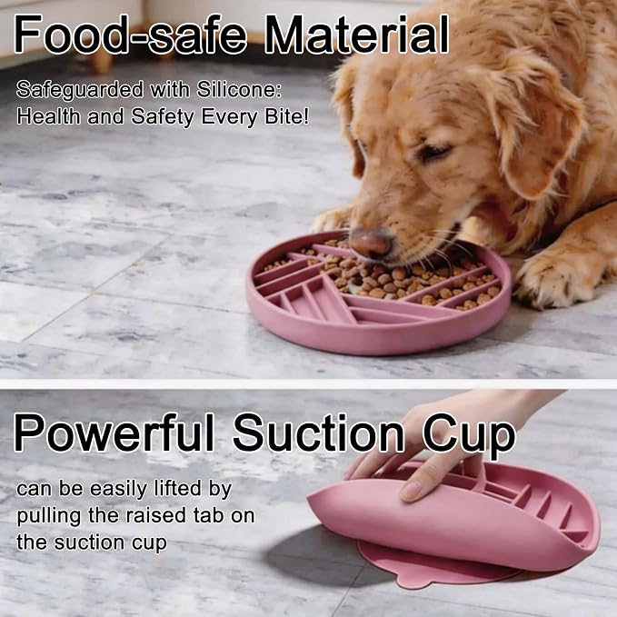 Silicone Slow Feeder Dog Bowl with Suction Base, Anti Choking Pet Bowl | for Small and Medium Dogs & Cats, Maze Design Non-Slip Food Grade Slow Eating Bowl to Prevent Bloating - Image 7