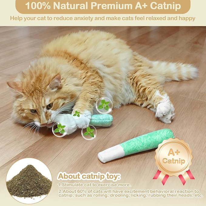Tocirelo Catnip Toys for Cat with Pure 45000mg A+Organic Catnip, Soft Plush | 3pack Cat Nip Toys for Indoor Cats, Safe Chew-resistant Kitten Chew Toys Teething, Cat Kicker Toy Makes Bored Cats Crazy - Image 3