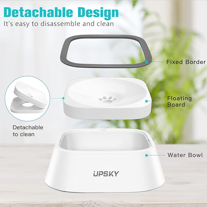 UPSKY 35oz No-Spill Pet Water Bowl, Slow Water Feeder for Dogs and Cats | Splash-Proof Bowls, Slow Drinking Pet Dish, Easy-Clean Dishwasher Safe, Portable For Travel - Image 2