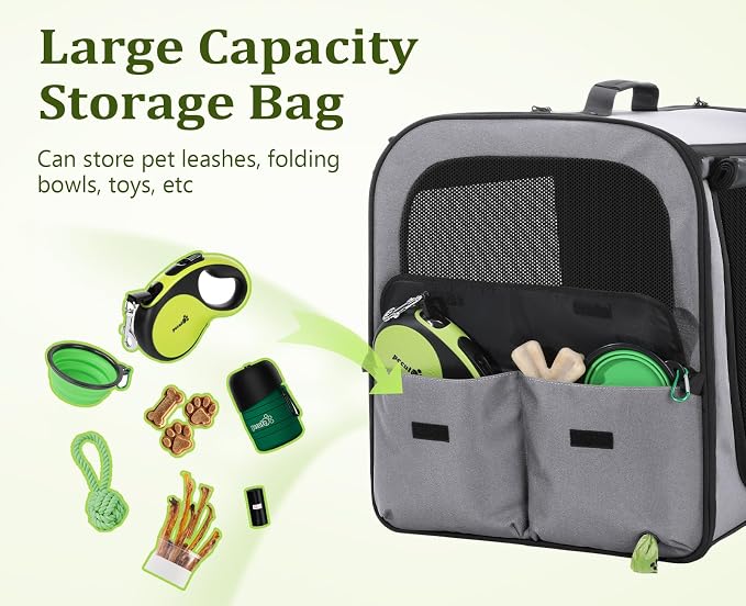 Dog Car Carrier Light Weight,Expandable,Foldable Dog Carrier, Gray | Easy to Assemble, Portable and Breathable Pet Carrier, Suitable for Indoor and Outdoor Use, Dog Travel Crate with Curtain - Image 7