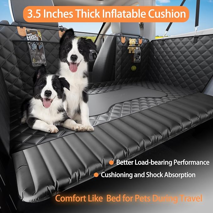 Car Back Seat Pet Cover for Dogs Back Seats Protector, Soft Inflatable Cushion Backseat Extender Comfortable Dog Hammock, Waterproof Dog Bed Rear Travel Accessories for Car,SUV,Truck - Image 3