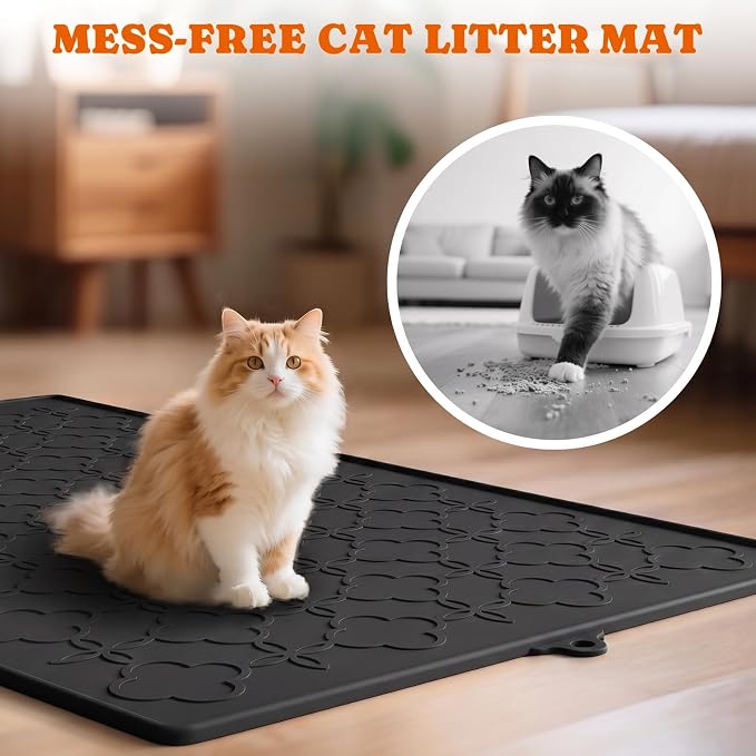 Pawtners Cat Litter Mat Extra Large 42" X 30", Easy to Clean | Non-Slip Kitty Litter Mat for Floor, Waterproof & Urine-Proof Cat Litter Mat Litter Trapping Mat, Soft on Kitty Paws - Image 2
