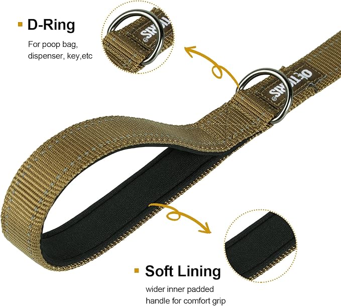 OneTigris No-Pull Dog Leash with Handle for Medium Large Dogs(Brown, 6FT) | Durable lead built for training & daily walks. Ideal drag line for strong pullers and large breeds like bully dogs. - Image 4