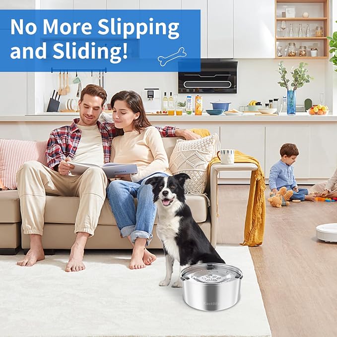 Kactoily 3L/101oz Dog Water Bowl Stainless Steel Slow Water Bowl for Dog | No-Spill Slow Drinking Water Bowl for Medium Large Dogs, Spill Proof Dog Water Bowl for Home, Vehicle and Travel Use - Image 3