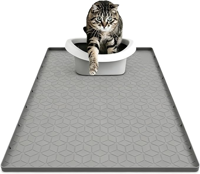 Large Silicone Cat Litter Mat 34*22Inch, Waterproof Washable Kitty Pad | Urineproof Litter Trapping Mat For Cat Easy to Clean Non-Slip Soft On Kitty Paws Protects Floors Mat For Washing Machine by Unknown