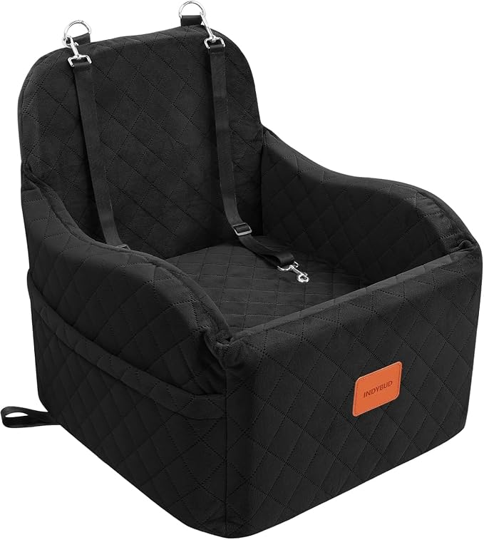 Small Dog Car Seat, Memory Foam Dog Booster Car Seats with Thick Cushion for Medium Dogs Under 35lbs, Detachable Washable Pet Carseat with Storage Pockets(Black, Medium) - Image 7