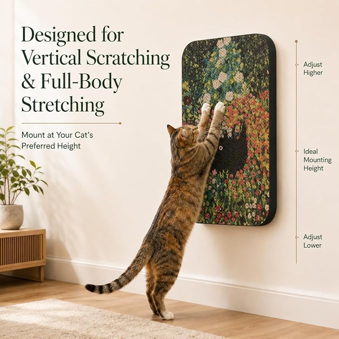 2 Pack Cat Wall Scratcher, Art Cat Scratching Board for Cats | Wall Mounted Cat Scratch Pad, Water-Based Ink, Hook&Loop Strips, Floor or Wall Use, 16.7x11x1 Inch, Window & Garden - Image 7