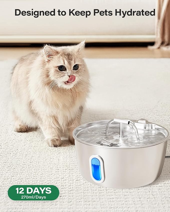 DIANU Official Replacement Filters for 108 oz/3.2 L Cat Fountain (12 Pack) | Includes 12 Filters and 12 Pre-Filter Sponges, with Multi-Stage Filtration to Help Keep Water Fresh - Image 7