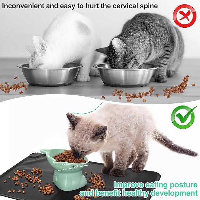 3 Pcs Raised Cat Bowl 15° Elevated Cat Food Bowl Tilted Cats Bowls | Anti Vomiting Cats Dishes Pet Food and Water Bowls for Indoor Cats and Small Dogs - Image 7