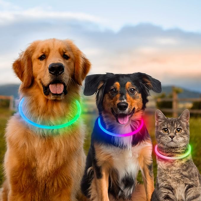 Light Up Dog Collar, USB Rechargeable, LED, Green+Blue | Cuttable TPU, Waterproof, Night Walking, Night Safety, Glow in the Dark, Small Medium Large Dogs, Camping, Outdoor - Image 6
