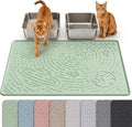 Large Cat Litter Mat 31.5x23.6" High Raised Edge Silicone, Sage Green | BPA-Free Thickened Rubber, Flexible, Non-Slip Kitty Trapping Mat for Litter Box, Waterproof, Anti Scatter, Easy Clean by OHMO