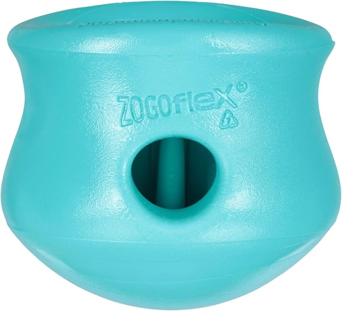 WEST PAW Zogoflex Toppl Interactive Treat Dispensing Puzzle Dog Toy for Mental Stimulation & Enrichment-Holds Kibble & Treats-Lickable, Freezable & Dishwasher Safe-Made in USA-Small-Teal by WestPaw