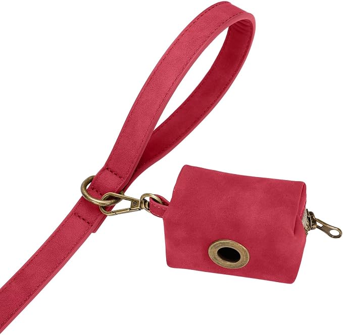 Didog PU Leather Dog Leash for Medium Large Dogs, 3/4in x 5ft, Red | Soft Grip Full Control, Easy Clean, Metal D-ring for Poop Bag Holder, Tangle-Free 360° Swivel Clasp, for Walking & Training - Image 7
