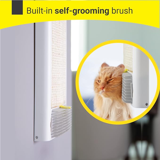 Cat Scratching Post, Natural sisal Pad Cat Scratching Board, Kitten Scratcher w/Replaceable Natural sisal Pad & Self-Groom Brush, Wall Mounted or Floor Use, Cat Toys Included(20x6.5) - Image 5