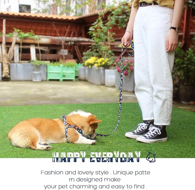 Dog Harness Leash Set Adjustable Heavy Duty No Pull Halter Harnesses for Small Medium Large Breed Dogs Back Clip Anti-Twist Perfect for Walking (S(14"-20" Chest Girth), Space) - Image 6
