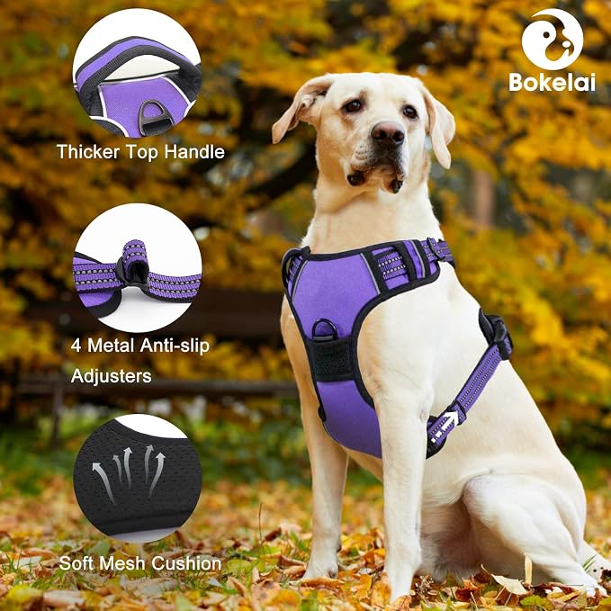 No Pull Dog Harness for Small Medium Large Dogs Adjustable Reflective Pet Vest with Front Clip Padded Harness for Dogs Easy Control Handle Best for Outdoor Training and Walking Purple S - Image 4