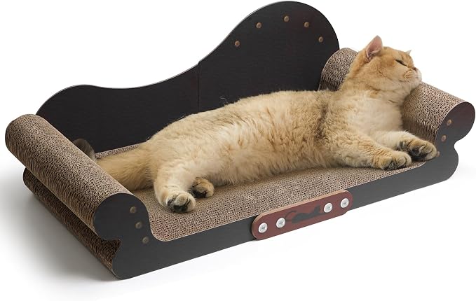 ComSaf Large Cat Scratcher Bed 26.7 in, Cardboard Cat Couch Scratch Pad | Cat Scratching Board, Sofa Lounger Shape, Furniture Protection, Indoor Floor Use, Adult Cats, Claw Care by ComSaf