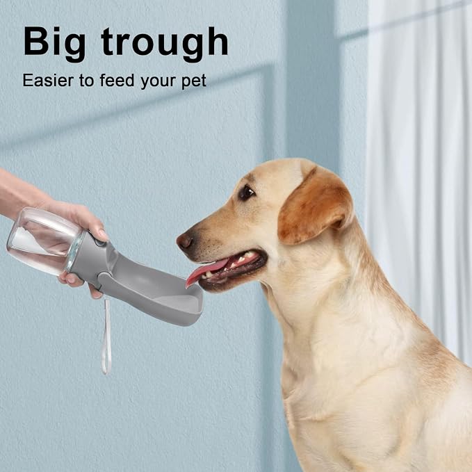 Portable Dog Water Bottle for Walking – 19oz / 12oz Foldable Pet Water Dispenser for Puppies, Medium & Large Dogs – Leak Proof Travel Water Bowl for Small Animals Dog Accessories(19OZ Grey) - Image 6