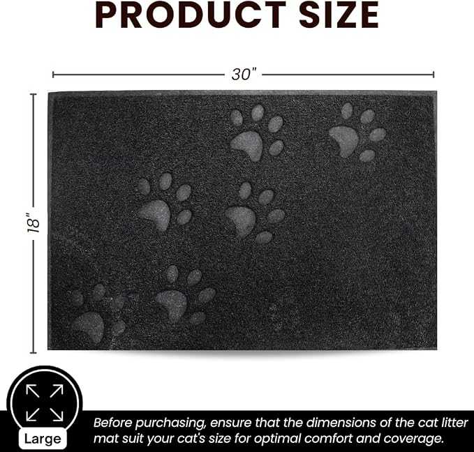 Andalus Large Cat Litter Mat, Pack of 2 - Waterproof, Non-Slip & Easy to Clean Cat Litter Box Mat for Extra Efficient Pet Litter-Trapping, Black (30” X 18”) - Image 4