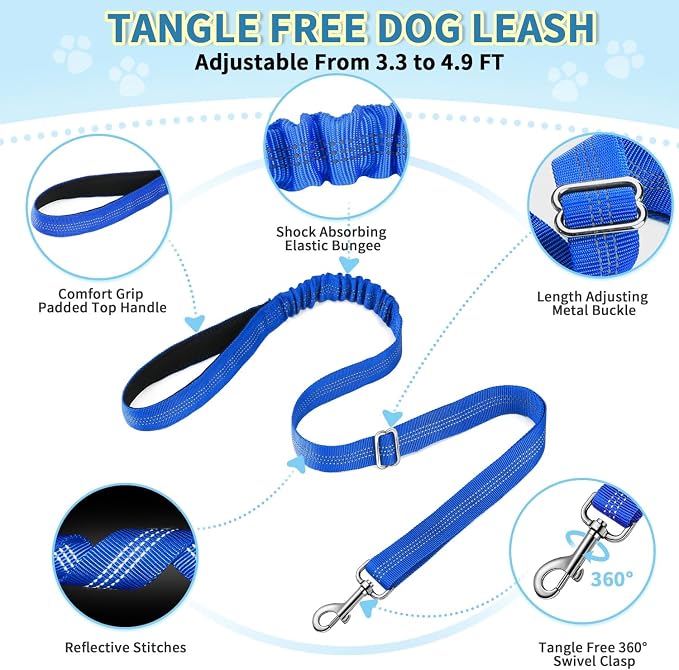 Lukovee Small Dog Harness and Leash Set, No Pull Soft Padded Vest | Both Neck & Chest Adjustable, Reflective, Puppy Harness with 4ft Lightweight Anti-Twist Dog Leash for Small Dogs (Blue, XS) - Image 3