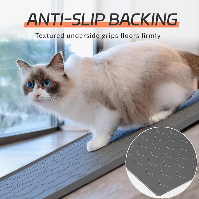 Bulkniu Silicone Cat Litter Mat, 22"x34", Raised Edge Waterproof, Dark Grey | Litter Trapping & Recycling, Easy to Clean, Non-Slip, Durable Safe & Odorless, Paw Friendly - Image 6