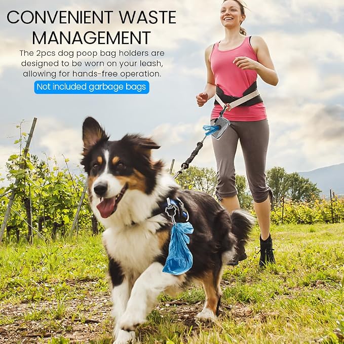 2pcs Dog Poop Bag Holder with 2 Hands-free holder Poop Bag Dispenser Pet Dog Waste Bag Dispenser Leash Attachment Fits Any Dog Leash for Dog Cat and Other Pets(Gray) - Image 6