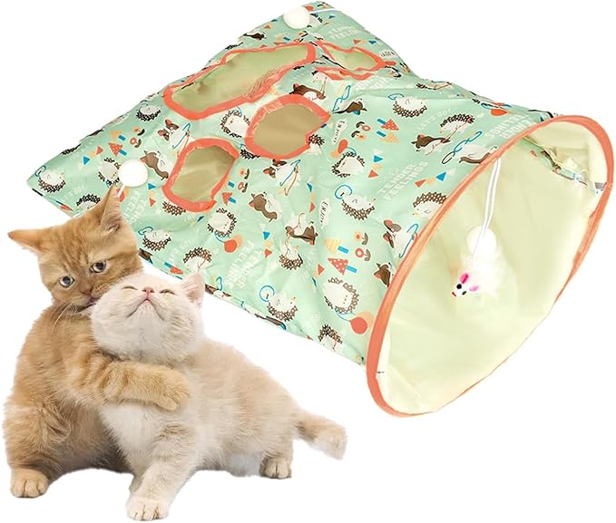Cat Tunnel Toy, Cat Tunnel Bags with 1 Little Mouse & 3 Ball Crinkle Sack Bag for Cats, Portable Training Cave Collapsible Interactive Drill Bag Toy, Pet Self Interactive Toys by Unknown