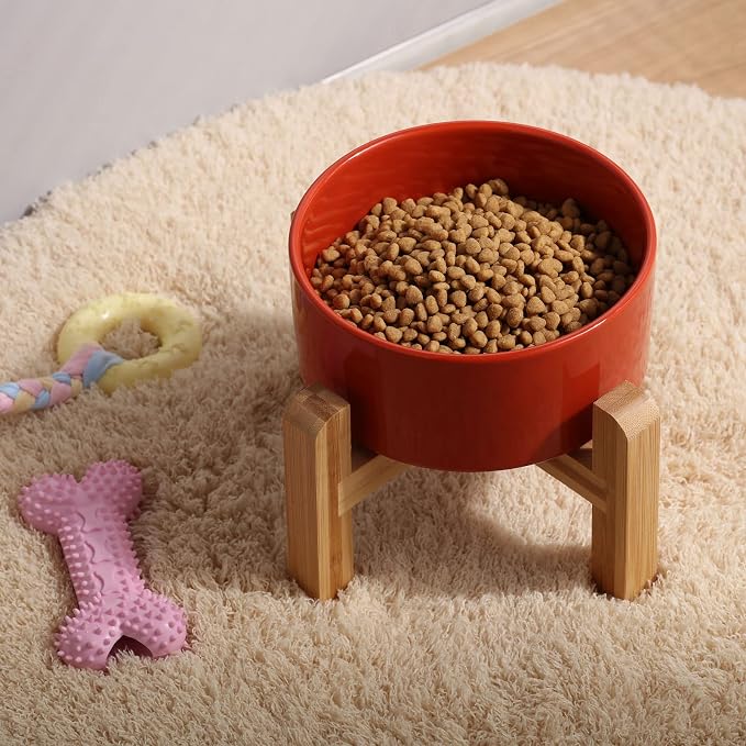 Petygooing Rust Red Elevated/Raised Ceramic Dog Bowl for Small Breeds, Dog Food Water Dish with Stand,Pet Feeding Bowl with Anti Slip Rubber for Cats and Small Dogs Puppy 13.5 OZ (5.1In / 1.7 Cups) - Image 6